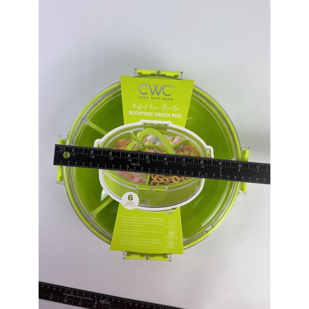 CWC Divided Serving Tray With Lid Rotating Snack Box 6 Compartment BPA Free - Picture 6 of 9